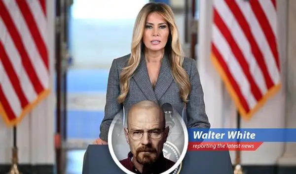 First Lady Melania Trump addressing reporters at the White House, denying any connection to Jeffrey Epstein.