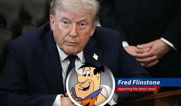 Fred contemplates the international political landscape, likely involving rocks, clubs, and maybe a dinosaur or two.