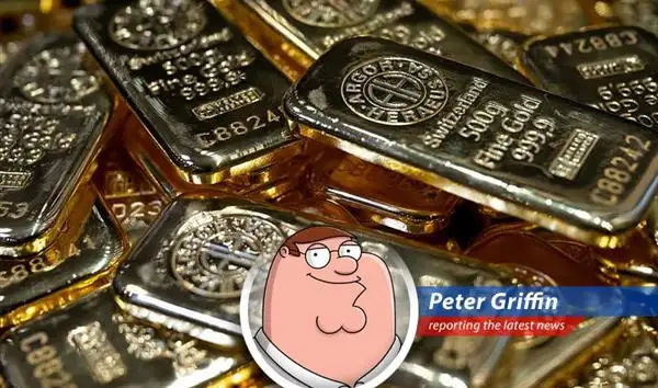 Gold bars stacked, representing the volatile market reaction to geopolitical news.