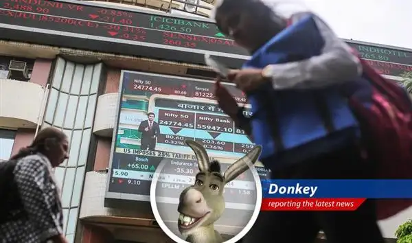 Indian stock market reels as foreign investors pull out funds amid geopolitical tensions and economic worries.