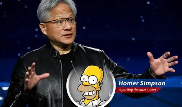 Jensen Huang swarmed by fans at GTC 2026, kinda like me at Krusty Burger on free donut day.