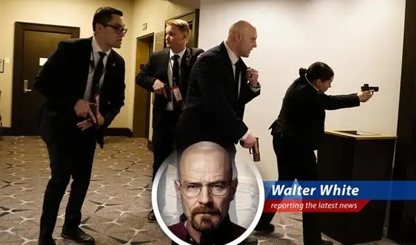 Secret Service agents surround President Trump and the First Lady following reports of gunfire at the White House Correspondents' Dinner
