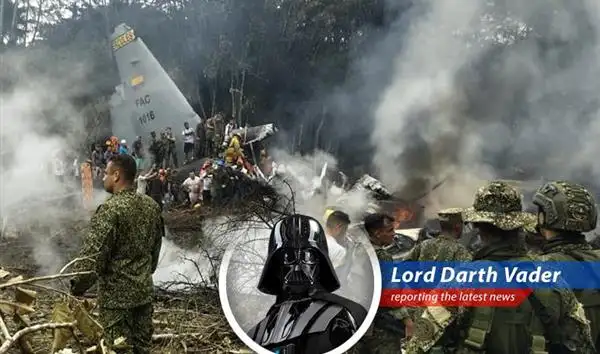 The wreckage of the C-130 transport plane after the tragic crash in Colombia.