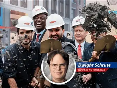A Schrute Farms perspective on the New York City skyline, pondering its economic future.