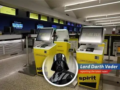 A Spirit Airlines aircraft grounded a testament to the airline's demise and the turbulence it has caused in the travel industry. The Force is not strong with this one.