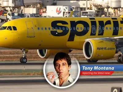 A Spirit Airlines plane on the tarmac, symbolizing the airline's struggle and its new strategy to stay afloat.