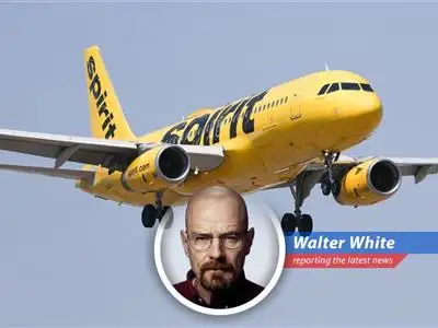 A Spirit Airlines plane on the tarmac, symbolizing the carrier's precarious financial situation and the potential government intervention.