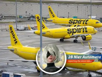 A Spirit Airlines plane sits on the tarmac, representing the airline's uncertain future.