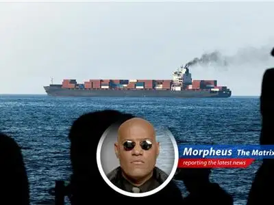 A cargo ship navigates the Strait of Hormuz before the conflict.