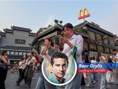 A customer enjoys a McDonald's milkshake at the newly opened McDonaldland store in Beijing's Chaoyang Park.