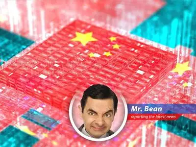 A display of Chinese-manufactured semiconductors highlights the nation's growing presence in the global chip market.