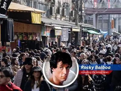 A graph showing Japan's inflation rate decreasing. The Japanese flag is visible in the background symbolizing the country's economic resilience.