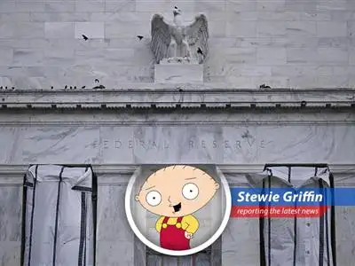 A grim reaper figure hovers over Wall Street, symbolizing the death of rate cut hopes.