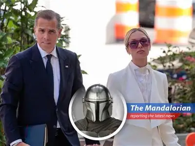 A humorous perspective on the federal gun trial of Hunter Biden featuring quirky quotes from The Mandalorian universe image