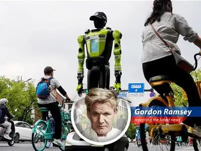 A robotic voice reminds pedestrians of safety rules in Hangzhou, China, highlighting the country's embrace of AI in daily life. The US is lagging like a poorly cooked risotto.