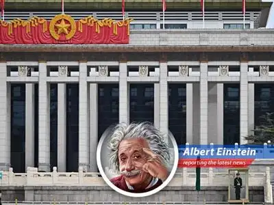 A symbolic representation of China's Two Sessions, reflecting the interplay of economic targets and the complexities of modern growth.