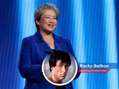 AMD's CEO Lisa Su celebrating another quarter of massive growth driven by AI chip demand
