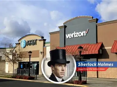 AT&T and Verizon stock charts showing recent gains and positive market sentiment.