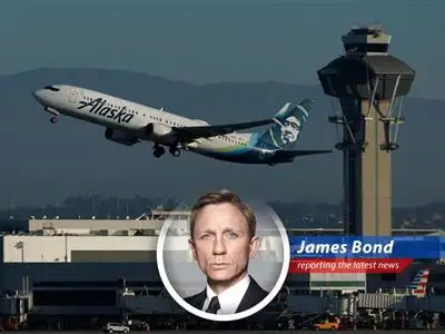 Alaska Airlines plane in flight, symbolizing the challenges faced by the aviation industry amidst rising fuel costs and geopolitical instability.