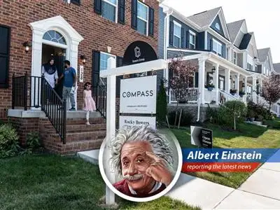 Albert Einstein provides a humorous and satirical perspective on the recent decline in home sales in April image