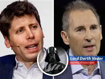 Amazon CEO Andy Jassy and OpenAI CEO Sam Altman finalize a multi-billion dollar partnership to enhance Amazon's AI capabilities through OpenAI's cutting-edge technology. The Force is strong with this one.