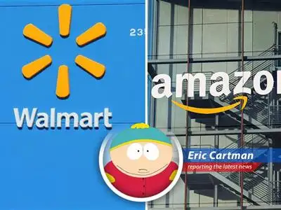 Amazon's Jeff Bezos laughing all the way to the bank as Walmart chokes on their tears. Respect my Authoritah image