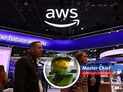 Amazon's headquarters against a stormy sky, symbolizing investor apprehension about the company's AI investments.