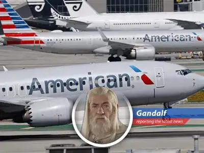 American Airlines aircraft at a busy airport terminal, symbolizing the complexities of airline mergers.