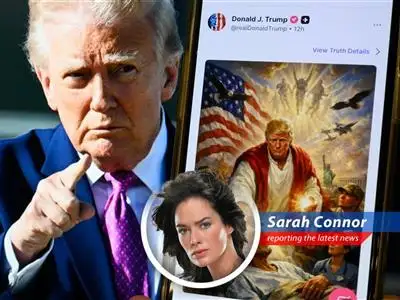 An AI-generated image posted by Donald Trump depicting himself in a religious pose, which has drawn criticism and debate.