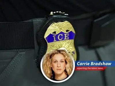 An ICE vehicle at the scene of an officer-involved shooting in Patterson, California.