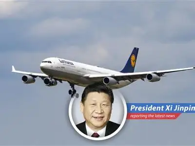 An airplane taking off at sunset, symbolizing the potential disruption to air travel due to jet fuel shortages in Europe.