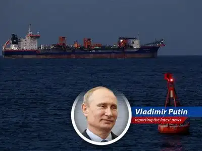 An oil tanker navigates the Strait of Hormuz, a critical chokepoint for global oil supplies.