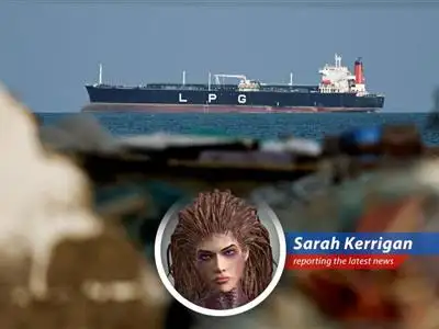 An oil tanker navigates the Strait of Hormuz, a critical passage for global energy supplies.