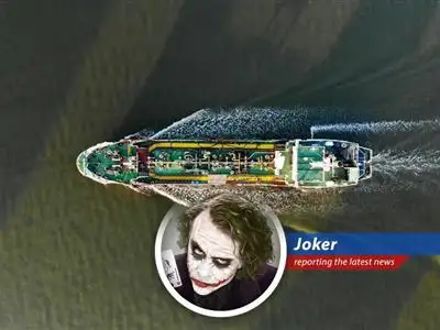 An oil tanker navigates troubled waters amidst rising geopolitical tensions in the Middle East what a joke.