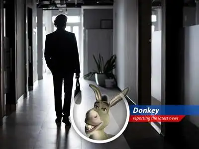 Anxious office workers contemplate their AI-ridden future, clinging to their jobs amid rising automation fears.