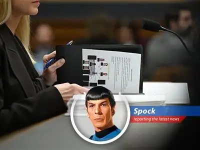 Attorney General Pam Bondi at a House Judiciary Committee hearing, where a binder labeled 'Jayapal Pramila Search History' was visible. image