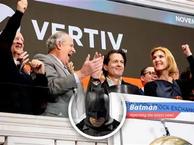 Batman surveys the Gotham stock exchange, ever watchful for market manipulation and corporate crime.