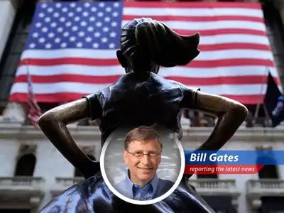 Bill Gates humorously addresses the disconnect between economic data and public perception in the U.S. image