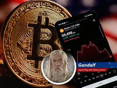 Bitcoin price chart showing a dip below $65,000 amidst geopolitical and tariff concerns.