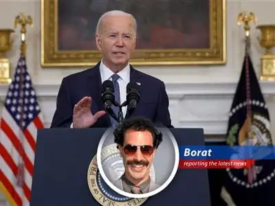 Borat shares his satirical take on Biden calling out Trump's reckless behavior post-conviction image