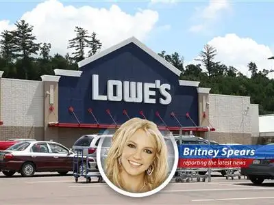 Britney Spears takes on financial news, celebrating Lowe's success despite a decline in sales. image