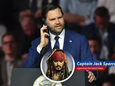Captain Jack Sparrow observes the political maneuverings of Trump and Vance in Hungary.