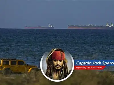 Captain Jack Sparrow surveys the stock market's horizon, seeking treasure amidst the tumultuous waves of economic news.