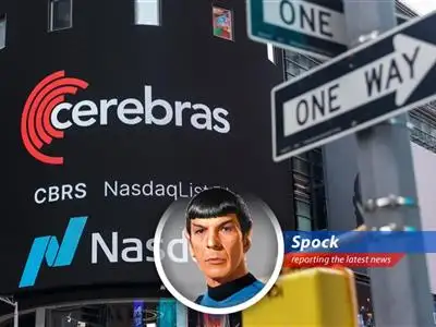 Cerebras Systems' Wafer Scale Engine 3 chip, designed to accelerate AI model training and inference. image