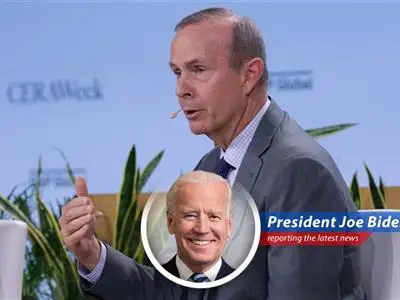 Chevron CEO Mike Wirth at CERAWeek discussing the potential impact of the Strait of Hormuz closure on global oil markets.