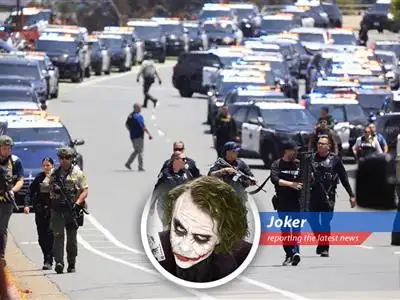 Children evacuated from the Islamic Center in San Diego after the shooting. The scene is, shall we say, a bit theatrical.