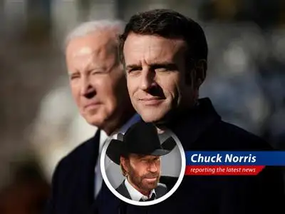 Chuck Norris brings humor and satire to the serious political trip, blending jokes and quotes from his universe image