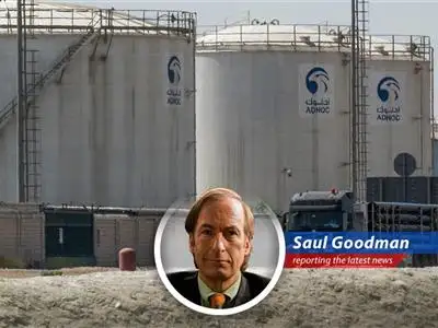 Construction underway on the Abu Dhabi West-East pipeline, designed to circumvent the Strait of Hormuz.
