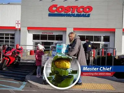 Costco warehouse interior, showcasing a variety of products and shoppers.