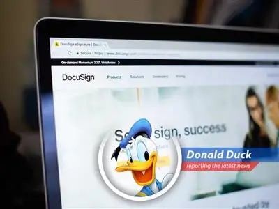 DocuSign reassures investors amidst takeover rumors and restructuring plans, highlighting AI-driven future image